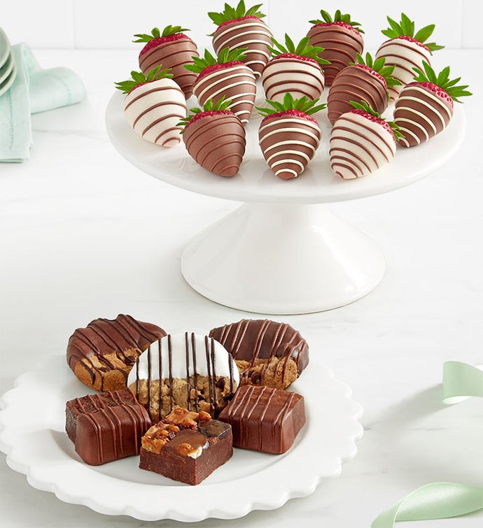 Deliciously Dipped™ Cookies & Brownies with Gourmet Drizzled Strawberries